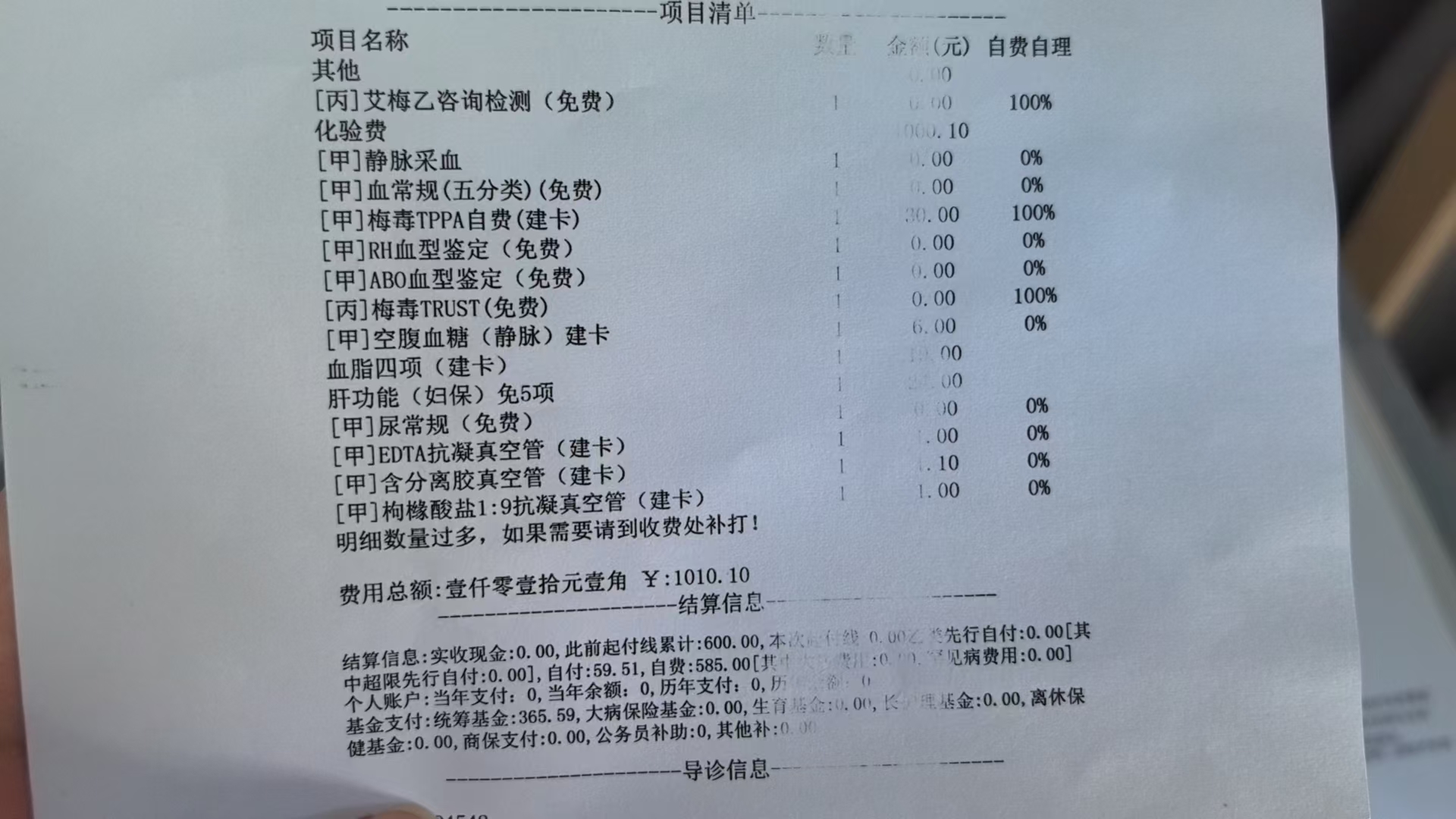 孕期建档检查费用大公开